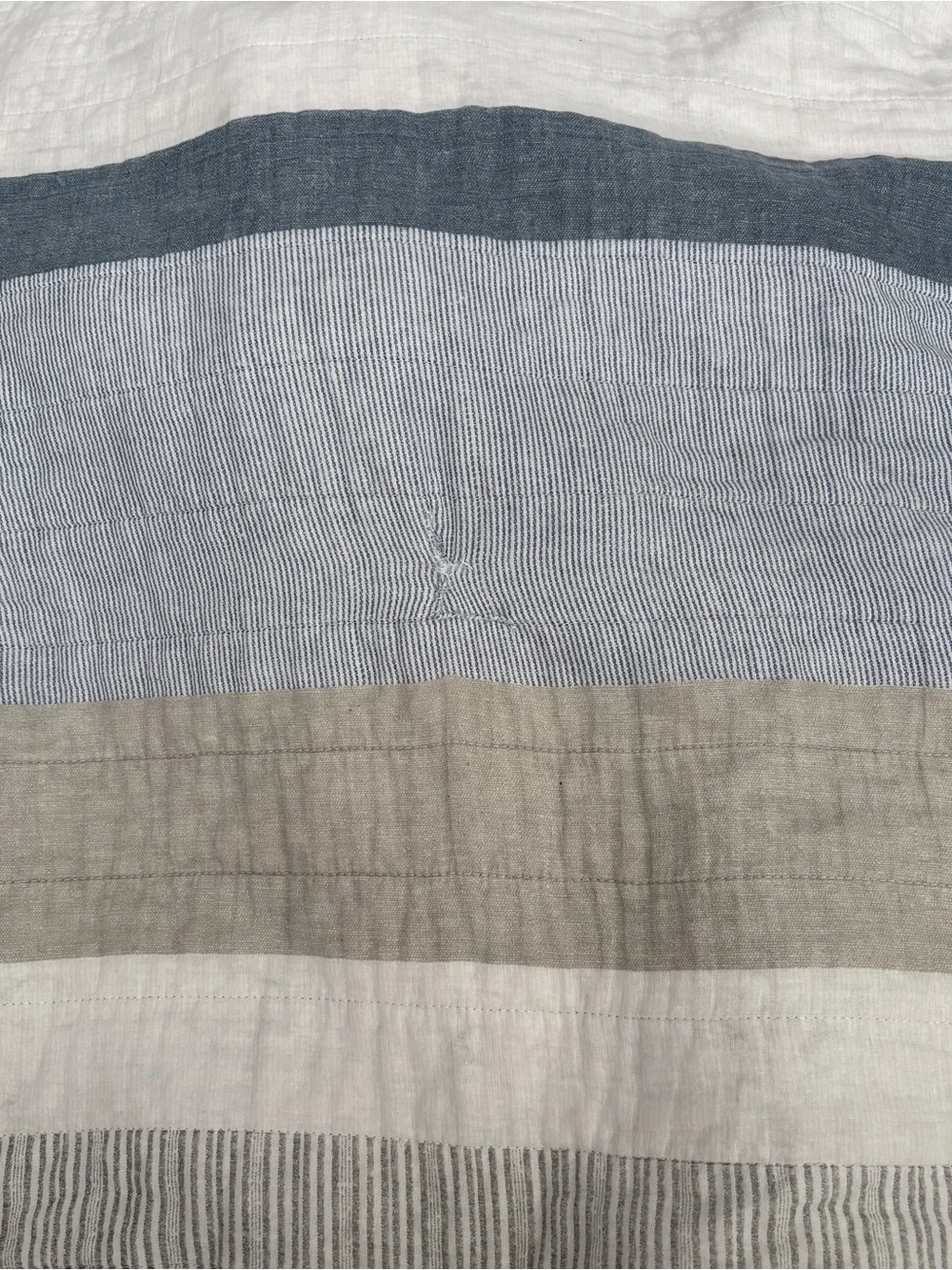 Striped Neutral Blue and White Quilt Cover Set - Home Bedding